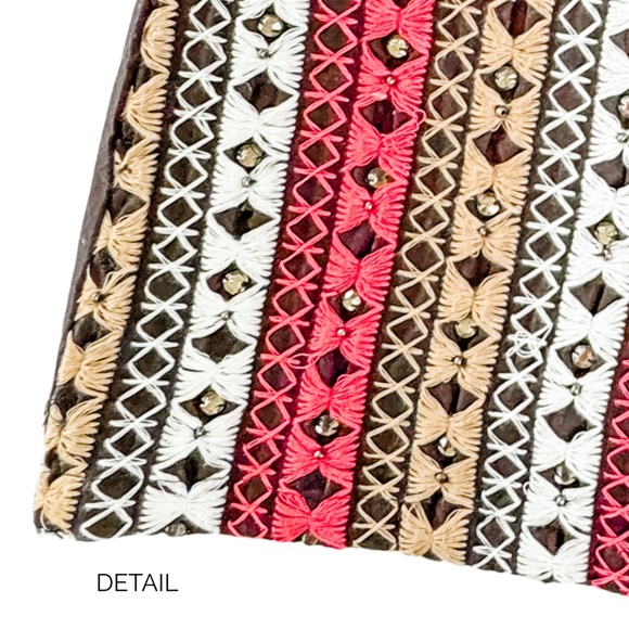 Rosa Chá* Coral & Tan Striped Skirt | Boho Chic Pattern | Size US 0/2 - Picture 2 of 5